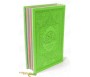 Le Noble Coran avec pages en couleur Arc-en-ciel (Rainbow) - Bilingue (français/arabe) - Couverture Daim de couleur vert clair