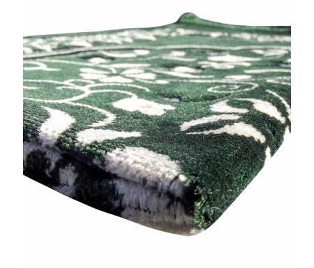 Tapis de prière en velours - Motif jardin - Fond vert sapin