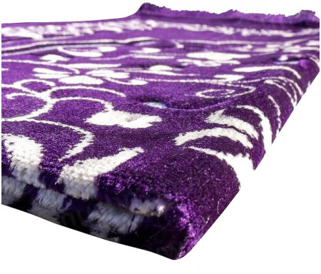 Tapis de prière en velours - Motif jardin - Fond violet foncé