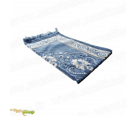 Tapis de Prière - motif fleurs - Fond Bleu ardoise