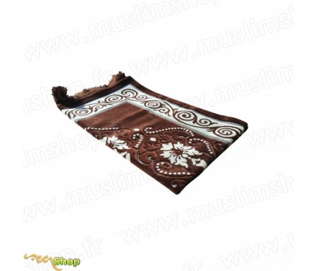 Tapis de Prière - motif fleurs - Fond Marron foncé