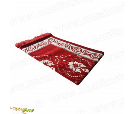 Tapis de Prière - motif fleurs - Fond Rouge Pourpre