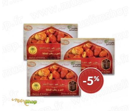 3 x Coffret Familial Qualité supérieur Dattes sucrées d'Arabie Sokary / Sukary - 3kg