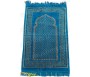 Tapis de prière Velours couleur bleu turquoise - motif losange