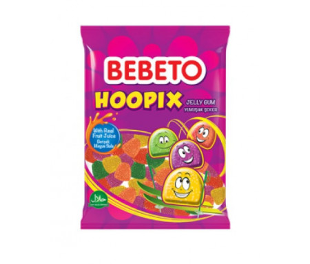 Bonbons Halal Hoopix - Fabriqué avec du vrai Jus de Fruit - Bebeto - Sachet 80gr