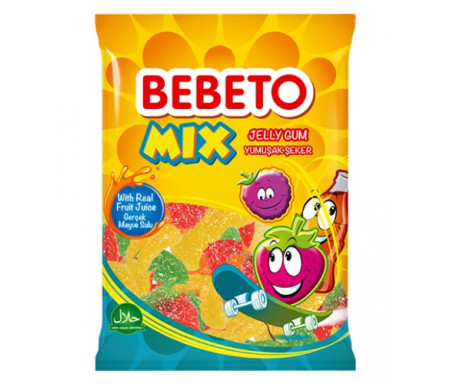 Bonbons Halal Mix (Tutti frutti) - Fabriqué avec du vrai Jus de Fruit - Bebeto - Sachet 80gr