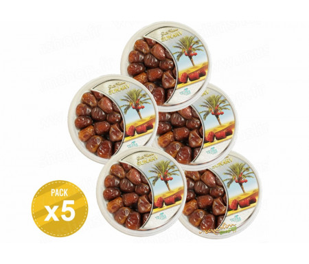 Pack de 5 Boîtes de Dattes Sukary / Sokary soit 2.5kg - 100% Dattes fraîches d'Arabie Saoudite