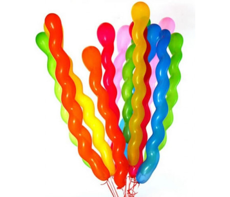 Pack de 10 ballons multicolores sous forme de spirales (spécial fêtes)