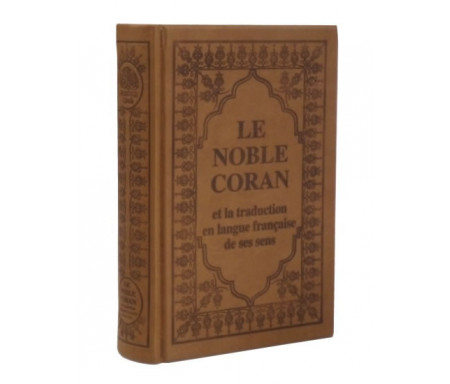 Le Noble Coran et la traduction en langue française de ses sens (bilingue français/arabe) - Edition de luxe couverture cartonnée en daim marron pour hommes