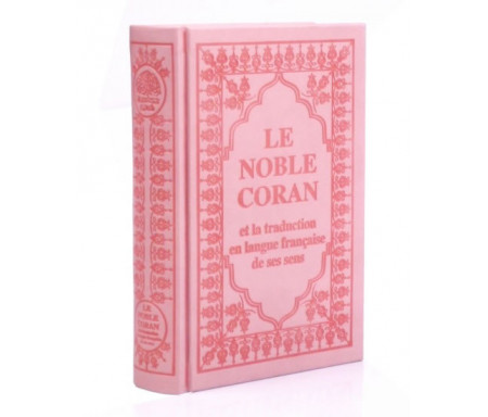 Le Noble Coran et la traduction en langue française de ses sens (bilingue français/arabe) - Edition de luxe couverture cartonnée en daim rose clair pour femmes