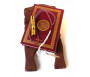 Pack cadeau : Coran arabe (Lecture Hafs) Couverture rouge dorée rigide + Grand porte Coran en bois + Chapelet "Sebha" ultra-résistant rouge + Parfum Musc d'Or Golden Stars