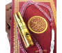Pack cadeau : Coran arabe (Lecture Hafs) Couverture rouge dorée rigide + Grand porte Coran en bois + Chapelet "Sebha" ultra-résistant rouge + Parfum Musc d'Or Golden Stars