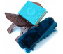 Pack cadeau bleu : Le Saint Coran (arabe-français-phonétique) couverture daim de luxe + Porte-Coran en bois sculpté + Tapis uni en velours