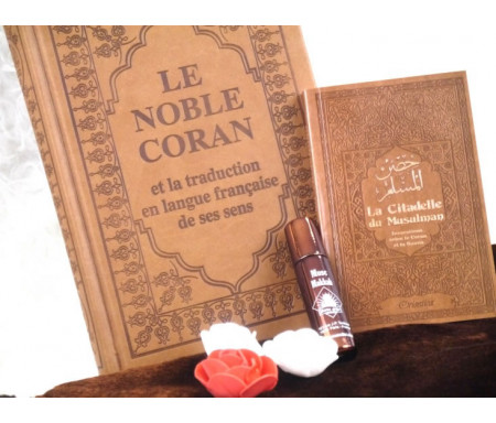 Pack Cadeau Couleur marron (Coran - Citadelle - Parfum - Lanterne métallique - Sac cadeau)