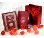 Pack cadeau de couleur bordeaux avec 2 livres : Le Saint Coran & La Citadelle du musulman (bilingues français/arabe) - Parfum deluxe & Sac
