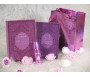 Pack cadeau de couleur mauve avec 2 livres : Les 40 hadiths & La Citadelle du musulman (bilingues français/arabe) - Parfum deluxe - Sac cadeau