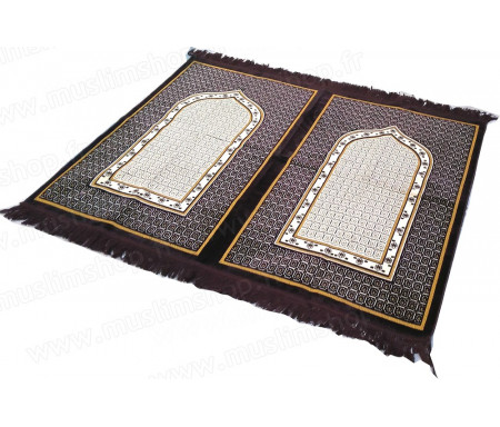 Tapis de prière collective 6 places - Grand tapis une pièce en velours