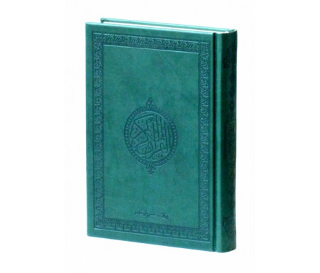 Le Saint Coran version arabe (Lecture Hafs) de luxe avec couverture en daim vert-foncé