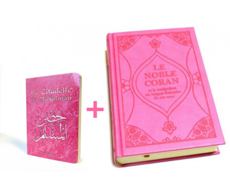 Pack cadeau rose pour femmes : Le Noble Coran + La Citadelle du Musulman