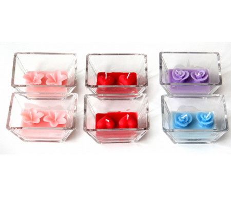 Pack de 6 Bougies double parfumées dans sa boite avec un ruban cadeau en couleur