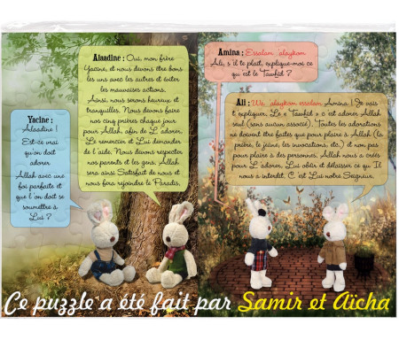 Puzzle personnalisable avec le prénom de l'enfant : J'apprends ma religion avec la famille Arnoube / Puzzle 80 pièces