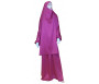 Jilbab réversible (satiné/normal) deux pièces (Cape + Jupe évasée) - Taille S/M - Couleur rose lilas