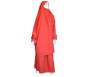 Jilbab réversible (satiné/normal) deux pièces (Cape + Jupe évasée) - Taille S/M - Coloris rouge