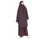 Jilbab réversible (satiné/normal) deux pièces (Cape + Jupe évasée) - Taille L/XL - Coloris marron