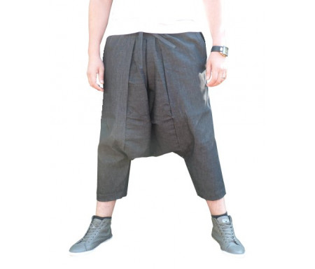 Pantalon sarouel jeans Al-Haramayn Deluxe avec ceinture à passant semi élastique pour homme - Modèle Cordon - Taille XL