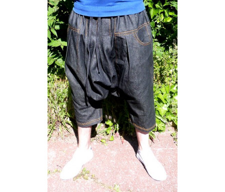 Pantalon sarouel jean noir Al-Haramayn Deluxe - Taille S - Modèle Cordon et poche normale
