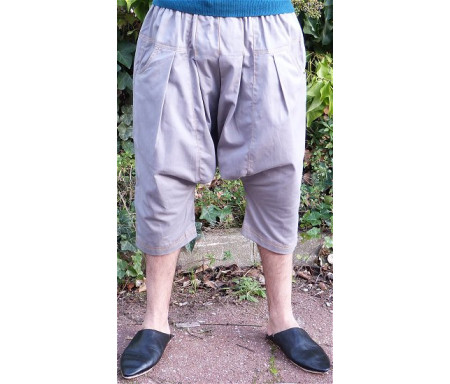 Pantalon sarouel / serwal confort en gabardine de coton pour homme - Taille M - Coloris gris