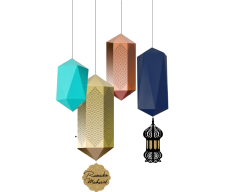 Lot de quatre (4) Lanternes suspendues géométriques avec médaillons