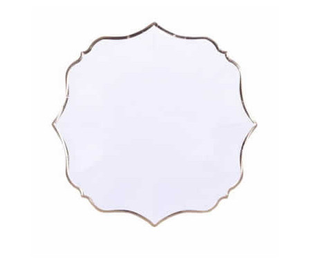 Lot de 8 Assiettes à dessert effet Lin de couleur Blanche