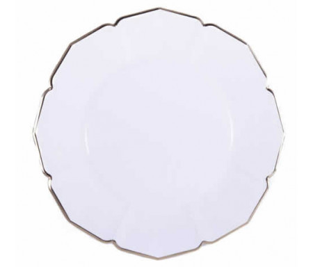 Lot de 8 grandes Assiettes pour le dîner effet lin de Couleur blanche