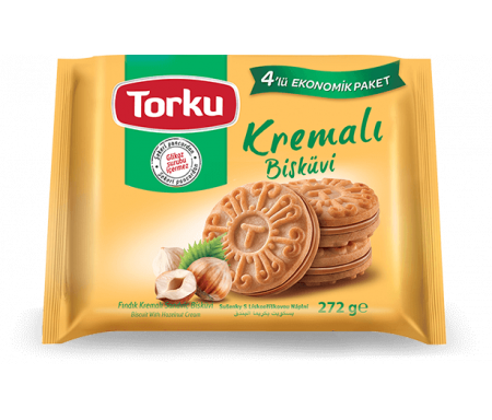 TORKU Kremali Bisküvi Findik (Multi-pack) / Biscuit à la Crème aux Noisettes (4x61gr) x 8pcs