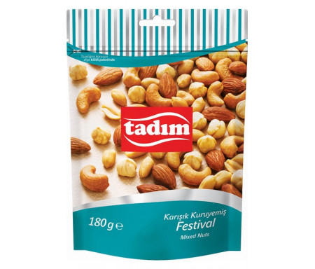 Mélange de fruits secs grillés légèrement salés Amandes / Cajoux / Noisettes / Cacahuètes 180gr - TADIM