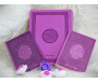 Coffret/Pack Cadeau Mauve pour femme musulmane : Le Saint Coran (arabe), Chapitre Amma et La citadelle du musulman (bilingues)