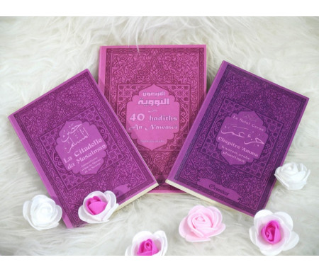 Pack Cadeau Mixte Bleu - pas cher - avec 3 livres bilingues : Les 40 hadiths an-Nawawî, Chapitre Amma et La citadelle du Musulman