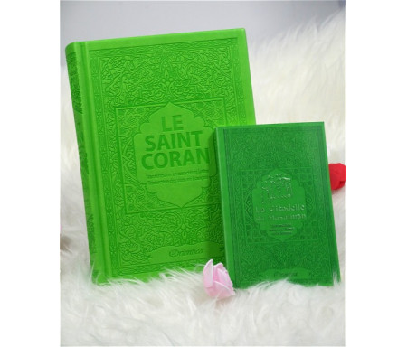 Pack Cadeau Vert clair : Le Saint Coran et La citadelle du musulman (français/arabe/phonétique)