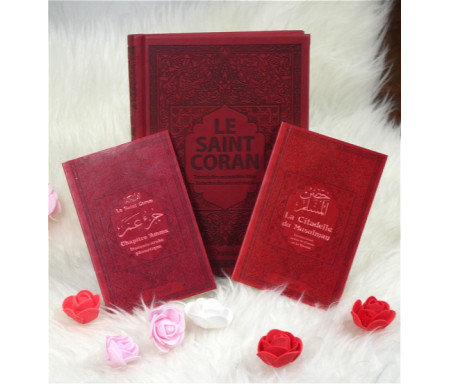 Pack Cadeau Bordeaux (3 livres en français-arabe-phonétique) : Le Saint Coran, Chapitre Amma, La Citadelle du musulman