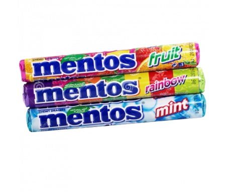 Mentos Trio Bestsellers Rainbow / Fruits / Menthe - 3 rouleaux (3 x 38g)