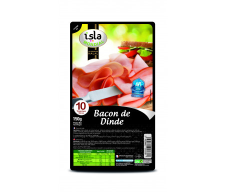 Bacon de Dinde en tranche Halal certifié AVS 150gr (10 tranches) - Isla Mondial