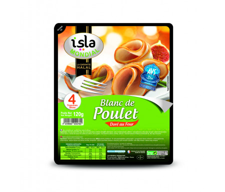 Blanc de Poulet Doré au Four certifié AVS 120gr (4 tranches) - Isla Mondial