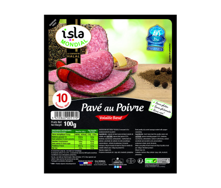 Pavé au Poivre Volaille / Bœuf Halal certifié AVS 100gr (10 tranches) - Isla Mondial