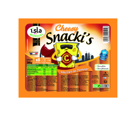 Saucisses Cheesy Snacki's certifié AVS 300gr - Isla Mondial