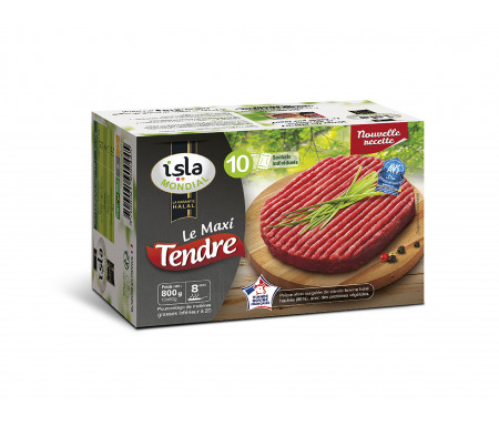 Steak Haché "Maxi Tendre" Halal certifié AVS 800gr (10 sachets individuels) - Isla Mondial