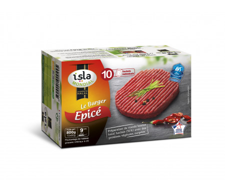 Steak Haché "Le Burger Épicé" Halal certifié AVS 800gr (10 sachets individuels) - Isla Mondial