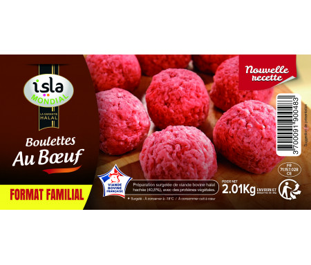 Boulettes au Bœuf format FAMILIAL Halal certifié AVS 2kg - Isla Mondial