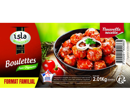 Boulettes de Bœuf aux Oignons format FAMILIAL Halal certifié AVS 810gr - Isla Mondial