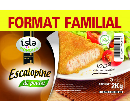 Escalopine 100% Filets de Poulet format FAMILIAL Halal certifié AVS 2kg - Isla Mondial